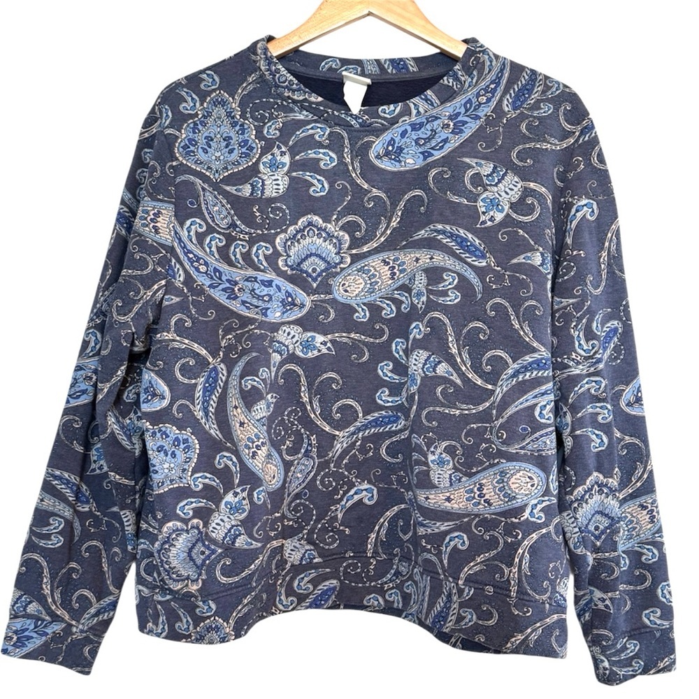 🌈 6/$60 H&M Sweatshirt Size XL Blue Beige Paisley